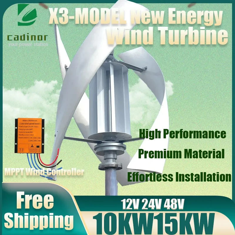 10KW 15KW 12V 24V 48V Wind Turbine Generator Vertical Turbine Alternative Free Energy Windmill MPPT Controller For You