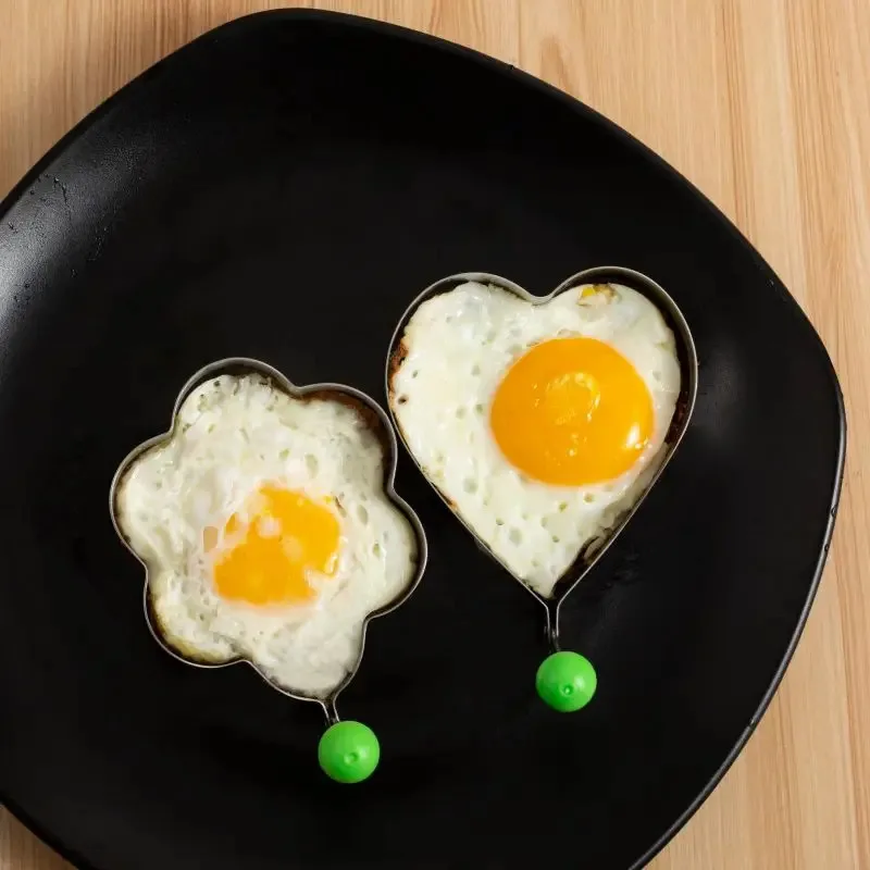 Egg Mold 5Pcs Stainless Steel Eggs Rings Mold With Handle Round Non-stick Pancake Omelette Mold For Griddle Egg Shaper Home Kitchen Items