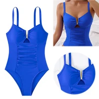 Women Summer Beach Bikini Set Breathable Tummy Control Swim Dress V-Neck Nylon Slimming Swimwear