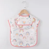 Baby Kids Toddler Long Sleeve Scarf Waterproof Art Smock Feeding Bib Apron Pocket Infant Boys Girls Burp Cloth Bandana Bibs 6