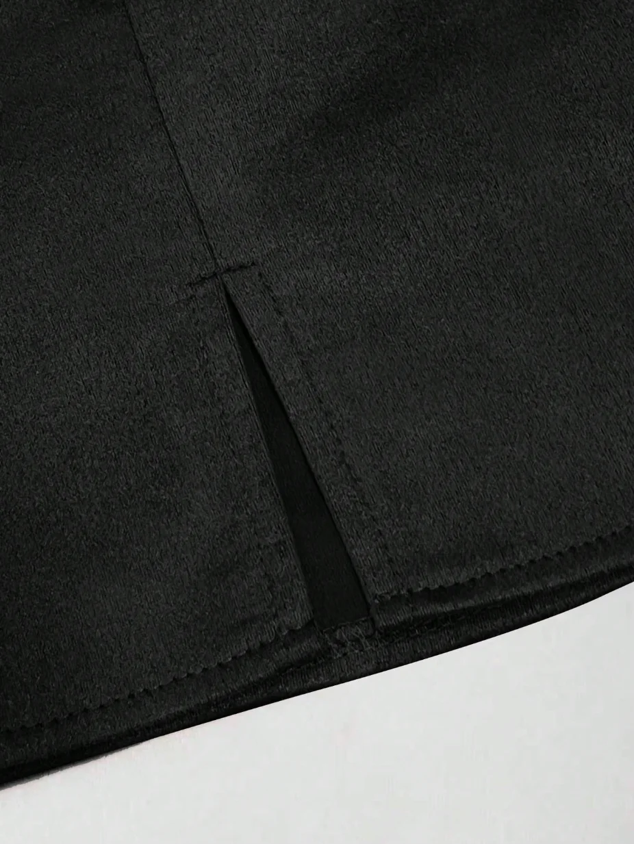 Women's sexy skirt with side slit is elegant and fashionable, with smooth texture, sweet and cool street sports fitness skirt. 6