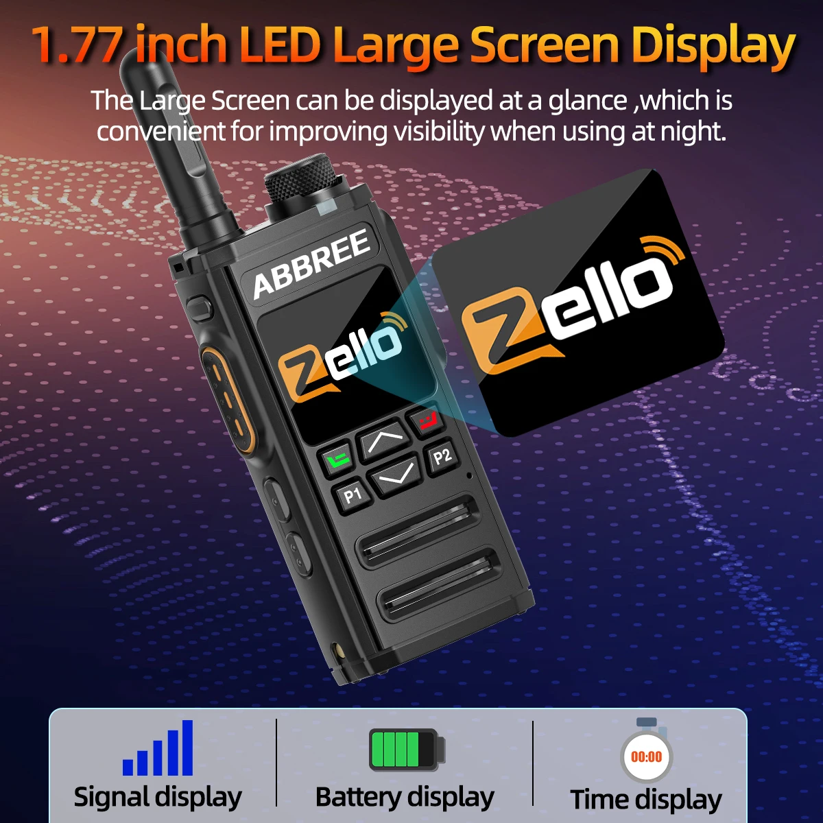 ABBREE GP-268 Network Walkie Talkie Unlimited distance Zello Global POC Wireless Remote  4G SIM Card  Bluetooth  Walkie Talkie 4