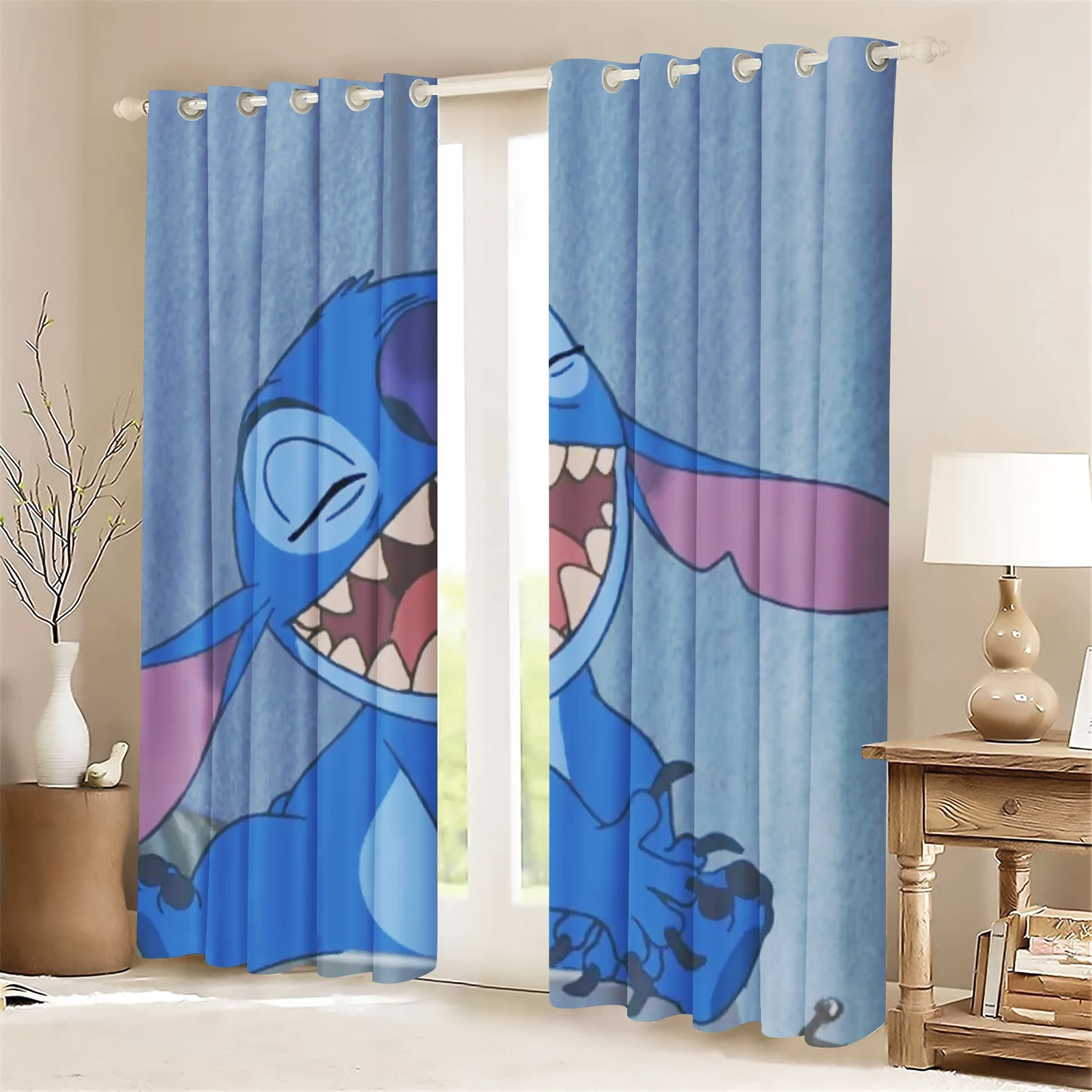 

MINISO Disney co-branded Stitch and lilo Cartoon Curtain Light filtering curtains Living room Heat and sun protection