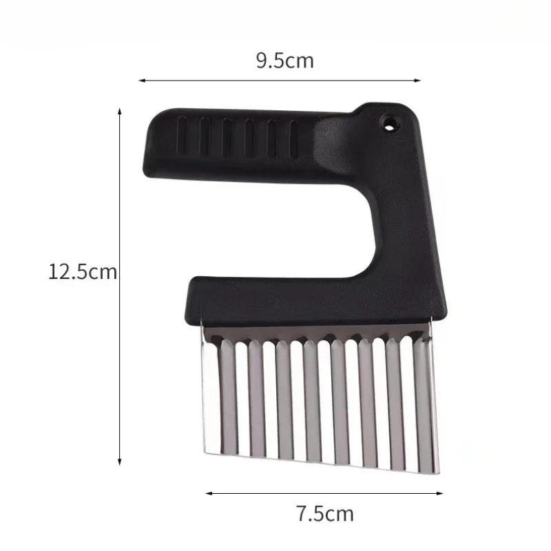 New French Fry Potato Slicer Cutter Stainless Steel Waffle Fry Cutter Wavy Chopper for Veggies Fruit Vegetable Potato Carrots