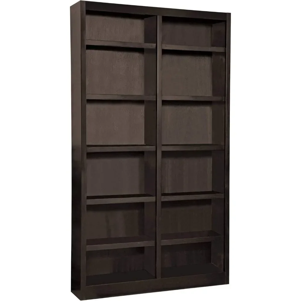 84" Traditional Double Wide Wood Bookcase with 10 Adjustable Shelves & 2 Fixed Shelves, Assembly Required 5