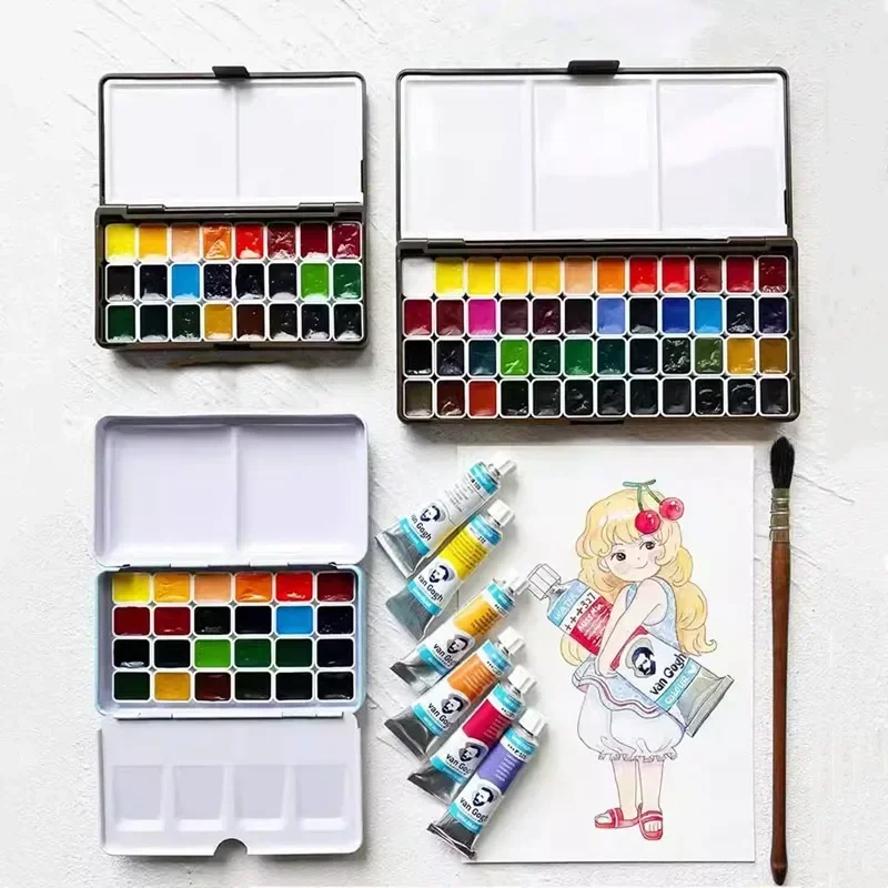 Van Gogh Watercolor Paint Set Mini 1ml Handmand Sample 24/48/52 Colors Original Water Color for Painting Art Suppliers