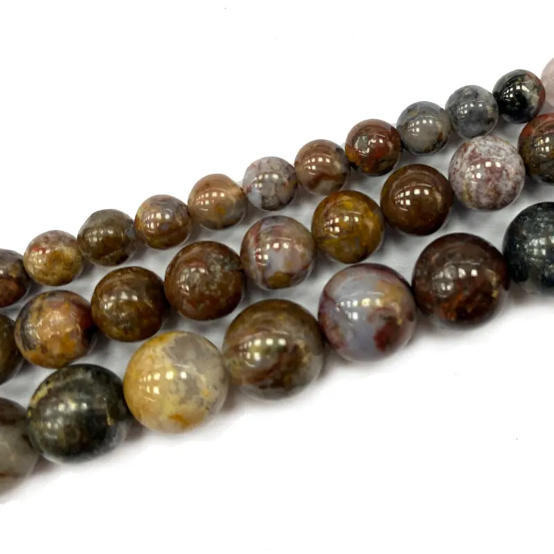 

Fine Round Natural Gemstone Beads Brown Pietersite Jasper DIY Women's Bracelet Necklace for Jewelry Making Charms 6/8/10MM 15''