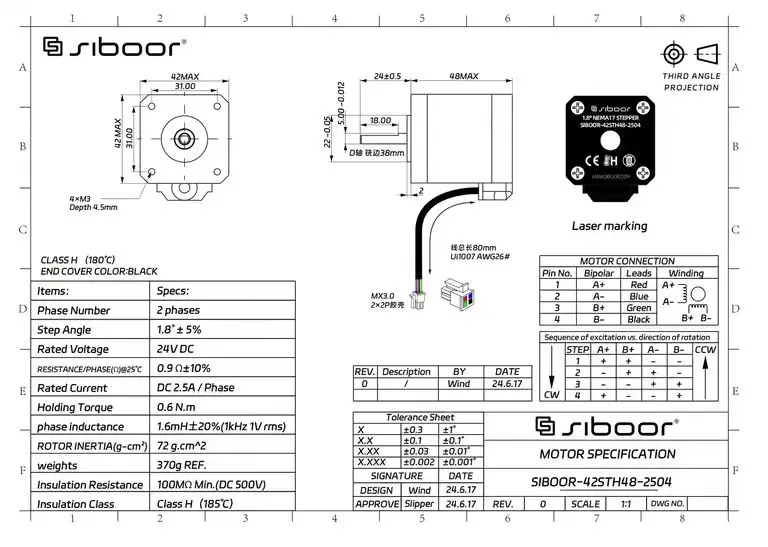 3D-Drucker 1.8 ° NEMA17 Schrittmotor SIBOOR-42STH48 Motor 1,8 Grad für Voron 2.4 Trident 3D-Drucker – Detail 9