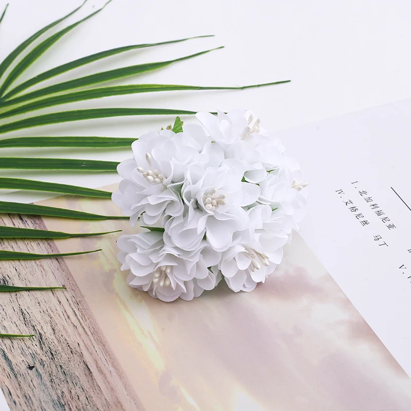 6 Pcs Handmake Artificial Flower Bouquet Wedding Decoration DIY Wreath Top EC 