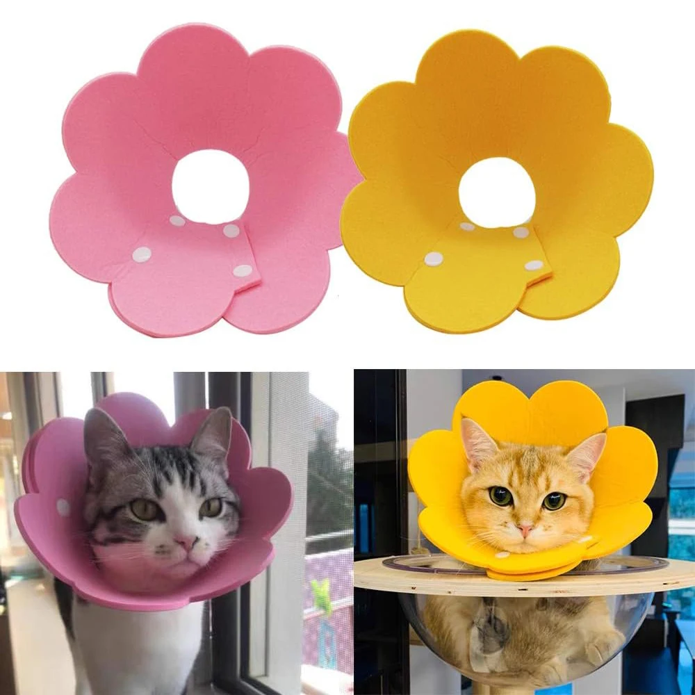 

Sunflower Shaped Cat Elizabeth Collar Anti Bite Wound Healing Protective Cone Protect Neck Ring Kitten Puppy Flower Collars