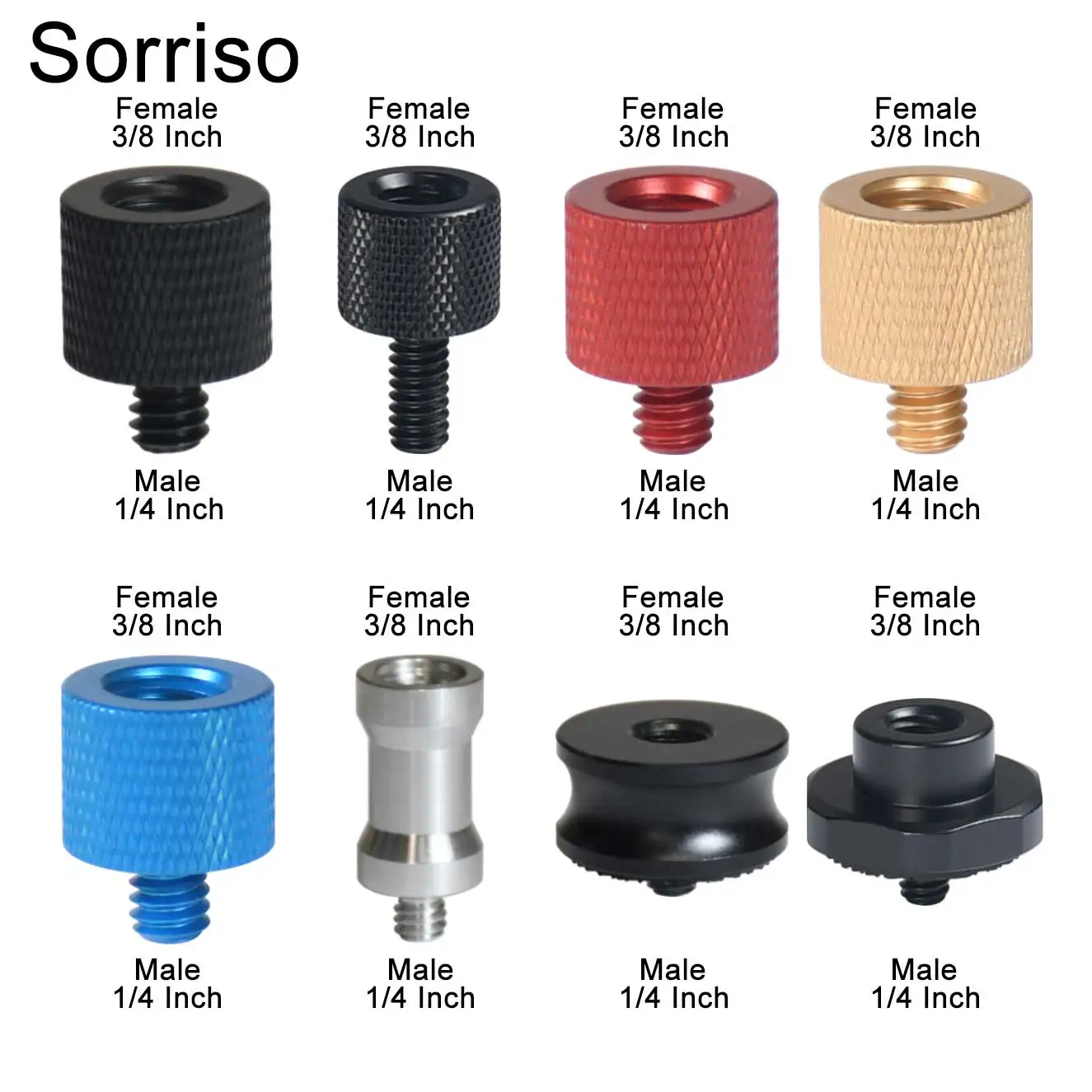 Female 3/8 Inch to Male 1/4 3/8 5/8 M4 M5 M6 M8 M10 M12 Camera Screw Adapter Softbox Light Stand Mount Photography