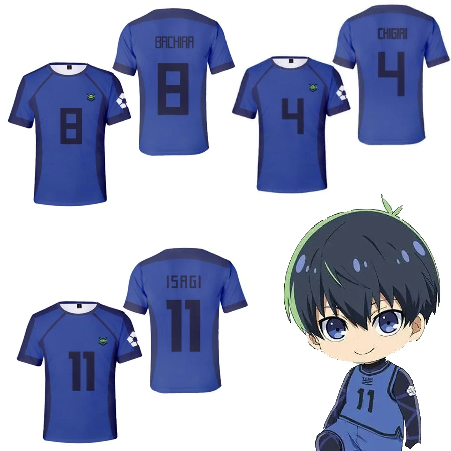 Anime Blue Lock Costume Cosplay Meguru Bachira Isagi Yoichi Chigiri Hyoma T-Shirt Manica Corta Calcio Maglia Da Calcio Uniforme