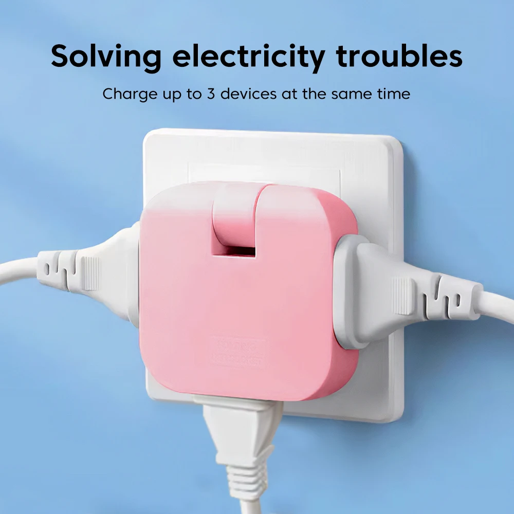 Plug adapter 180 Degree Rotatable Socket 3-in-1 EU Plug Converter Travel EU Extension Plug Multi-Plug Slim Wireless Outlet Adapter Sockets