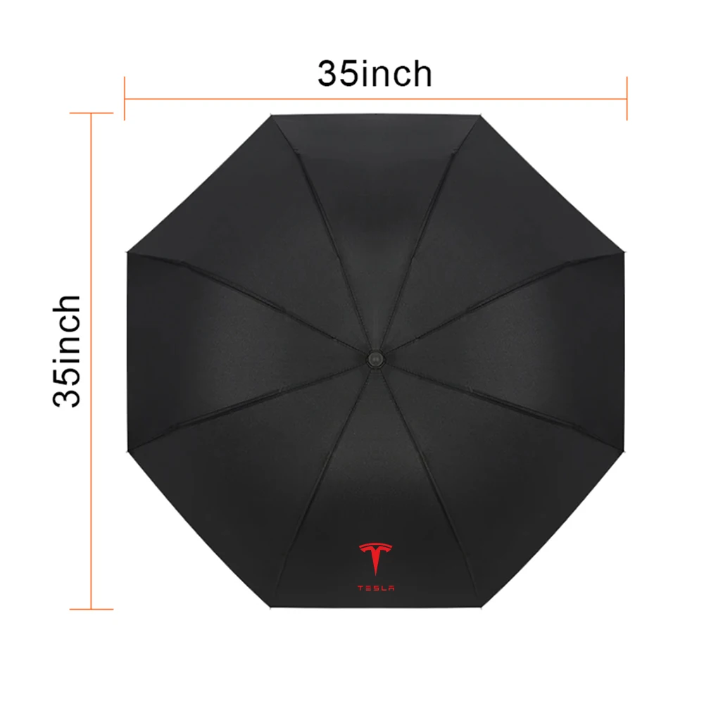 For Tesla Sunscreen Umbrella Windproof Automatic Foldable Umbrella Car Emblem Rain Parasol Sunshade Model X 3 Y Accessories