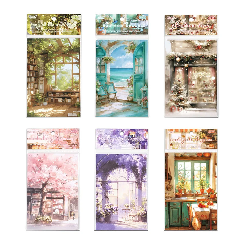 30 pcs Window scenery collage Notes Vintage stickers Non-adhesive material decorative paper hand made Collage material scrapbook paper,scrapbooking material,scrapbook materials,diy craft materials,scrapbooking paper,scrapbooking stickers