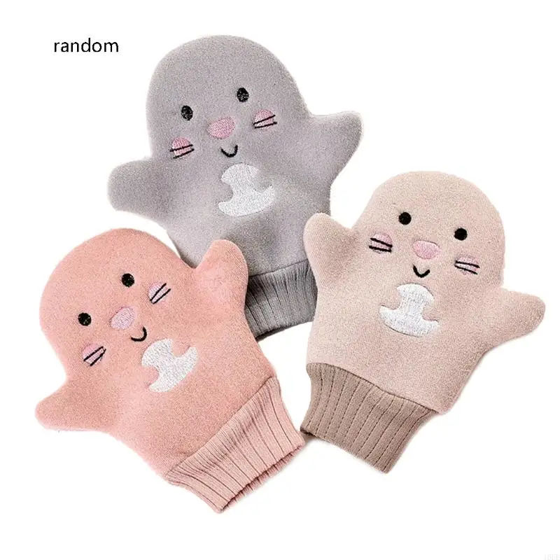 16FE for Creative Baby Bath Gloves Children Cartoon Cactus Bath Mitt Washcloth Scrubbing Gloves Body Clean Sponge Bathroom