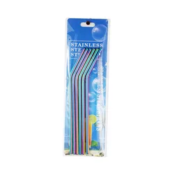 Premium Set of 6 Reusable Stainless Steel Drinking Straws with Cleaning Brush and Case - Perfect (Multicolour  A)