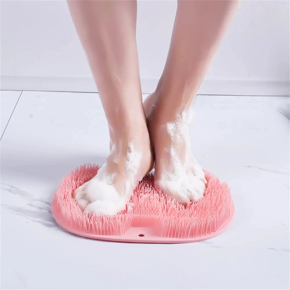 Silicone Rub Back Brush Bathroom Non-slip Wash Foot Pad Massage Shower Mat with Sucker Bath Massage Foot Exfoliating Brush Pad 3