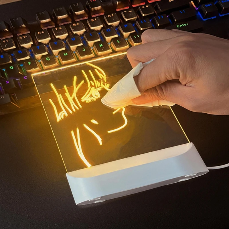 LED 어린이용 손그림 발광 보드 지울 수 있는 조명 USB 플러그인 야간등 ..
