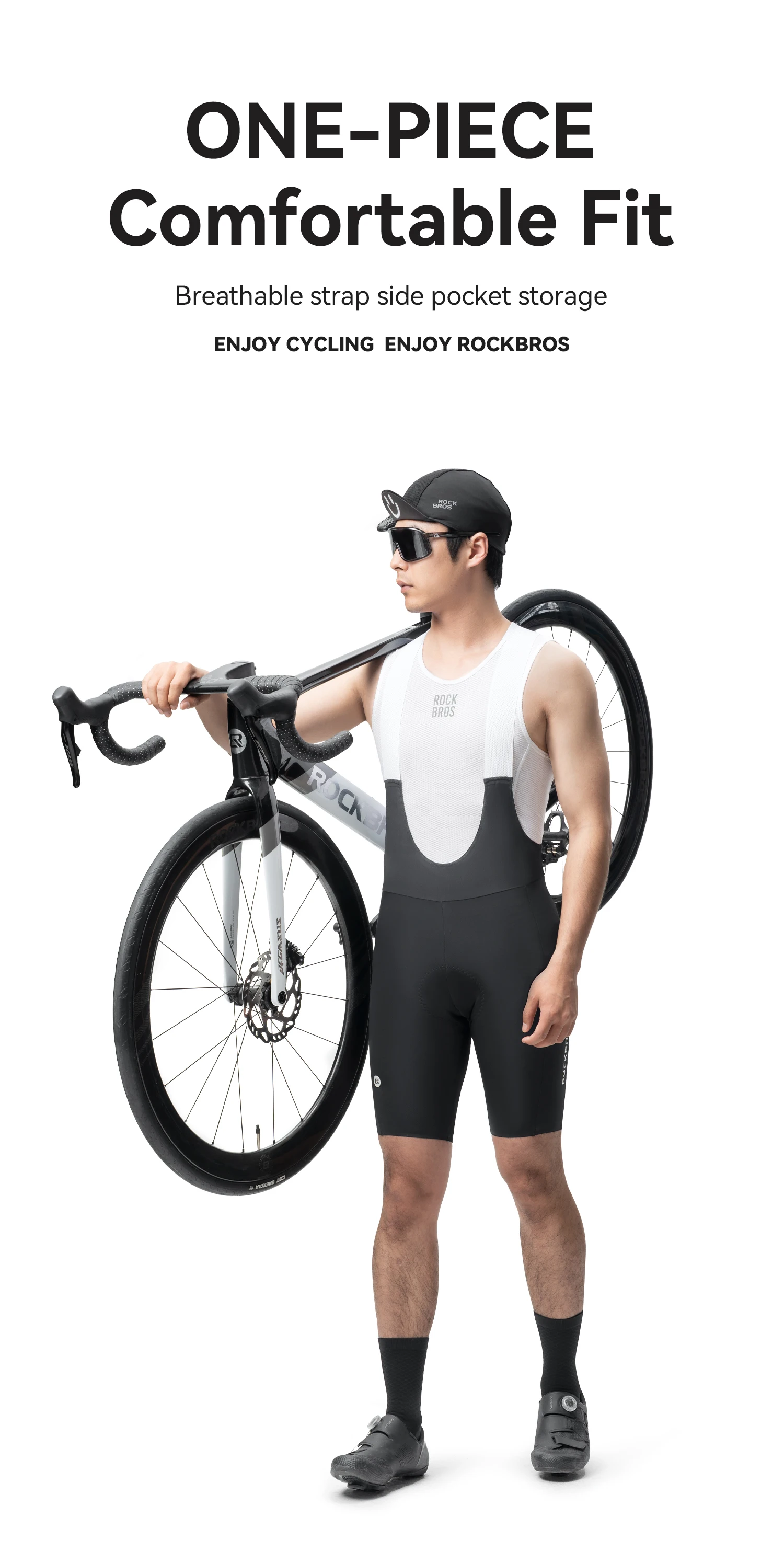 ROCKBROS Sommer-Radlerhose Leichte Atmungsaktive Rutschfeste Trägerhose Elastische Komfortable Weiche Polsterung Herren-Radlerhose – Detail 1