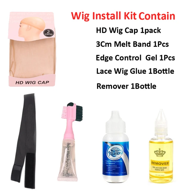 Wig Install Kit Hd Wig Cap Edge Control For Baby Hair Super Hold Wig Glue  And Tape Remover Pads 3Cm Melt Band For Lace Frontal - AliExpress