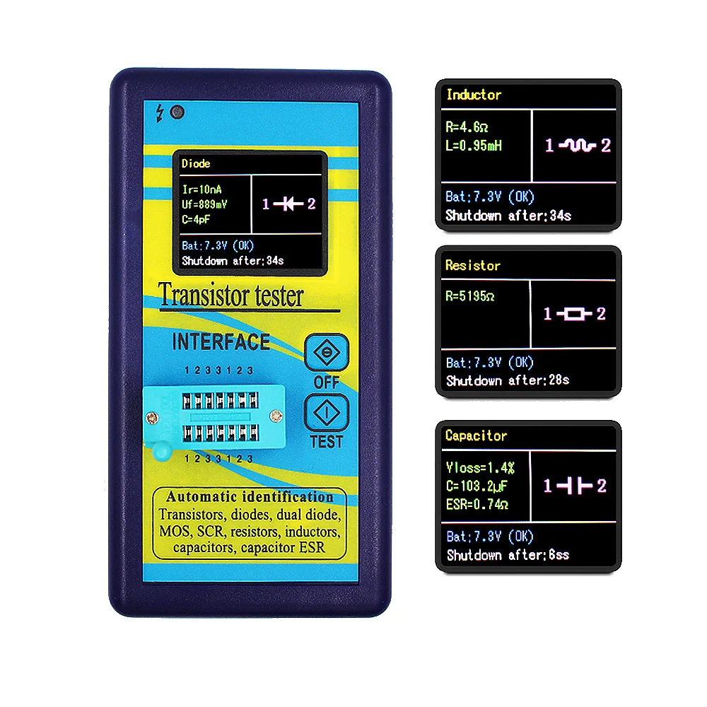

NEW! M328 Multi-Purpose Transistor Tester 1.8 Inch TFT LCD Diode Resistor ESR Capacitance Inductor LCR Meter