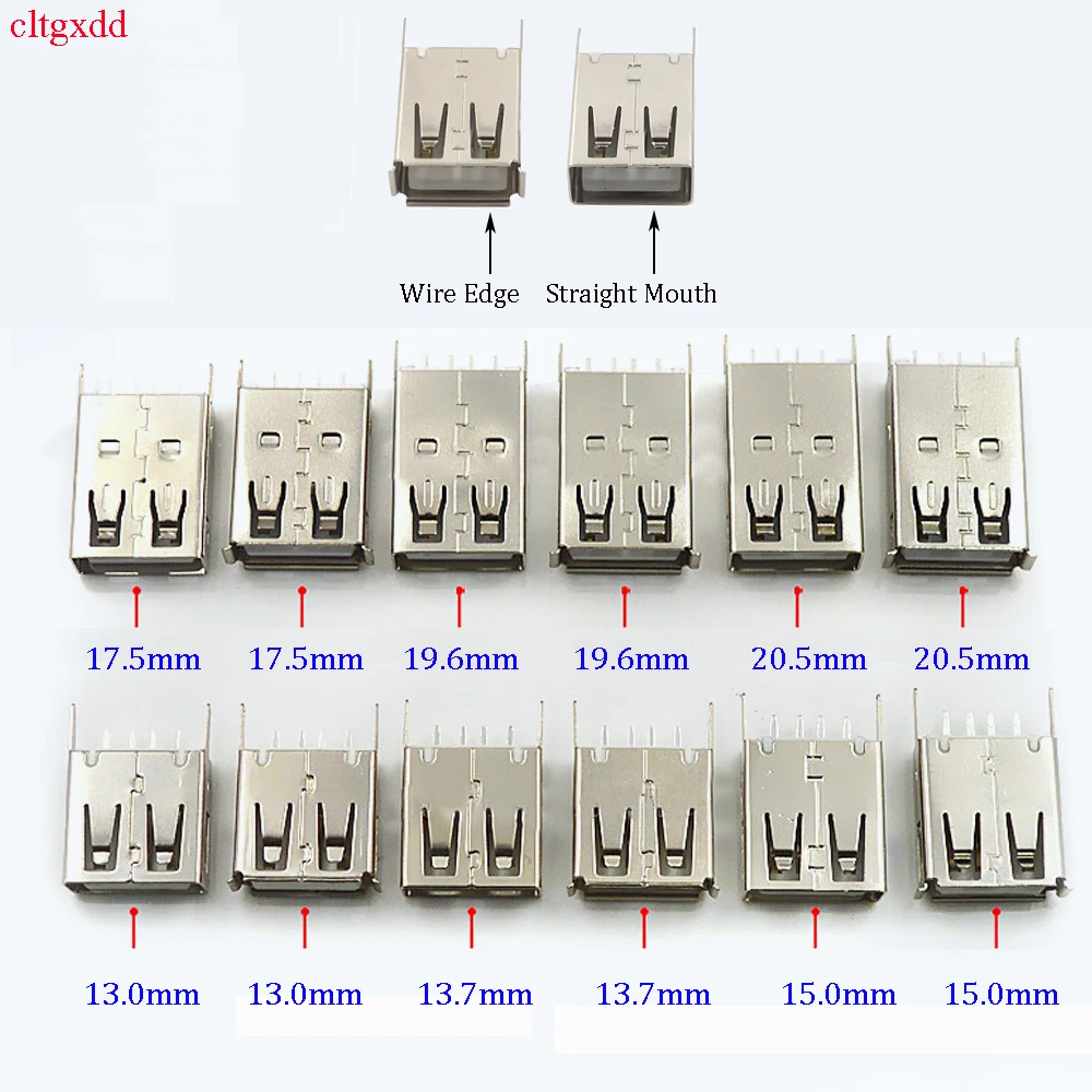 

20piece USB female base vertical socket straight pin 180 degree vertical support pin socket rolling mouth flat mouth connector