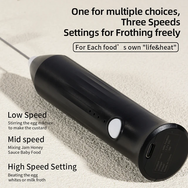Montalatte wireless ricaricabile a 3 barre Frullatore elettrico portatile Miscelatore elettrico per caffè con USB per caffè Cappuccino Crema 4