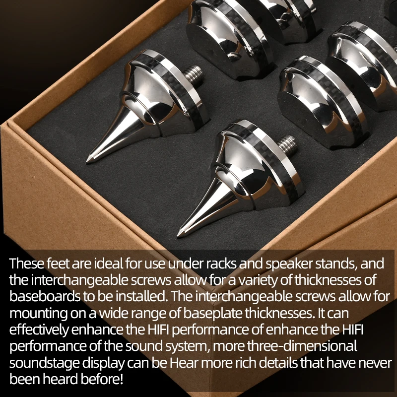 HIFI Stand Feet Speaker Spike Foot Pad Carbon Fiber Stainless