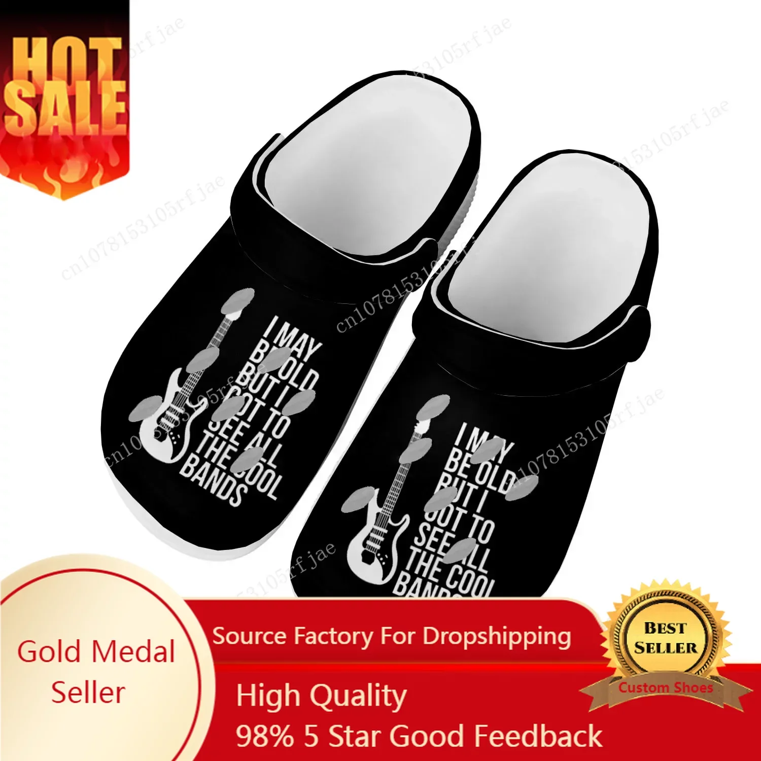 

I May Be Old But I Got Bands Home Clogs Custom Water Shoes Mens Womens Teenager Shoe Garden Clog Breathable Beach Hole Slippers