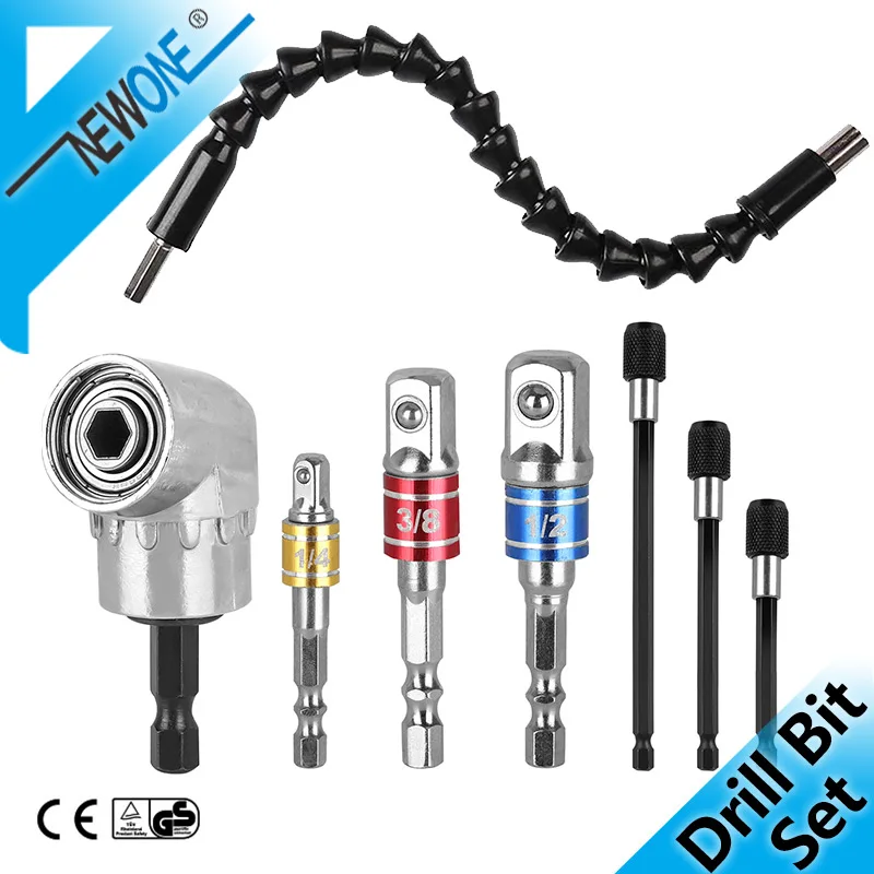105 Right Angle Drill Adapter Flexible Shaft Extension Set 1/4" Hex Shank Prof 105 Right Angle Drill Adapter Flexible Shaft Extension Set 1/4" Hex Shank Prof