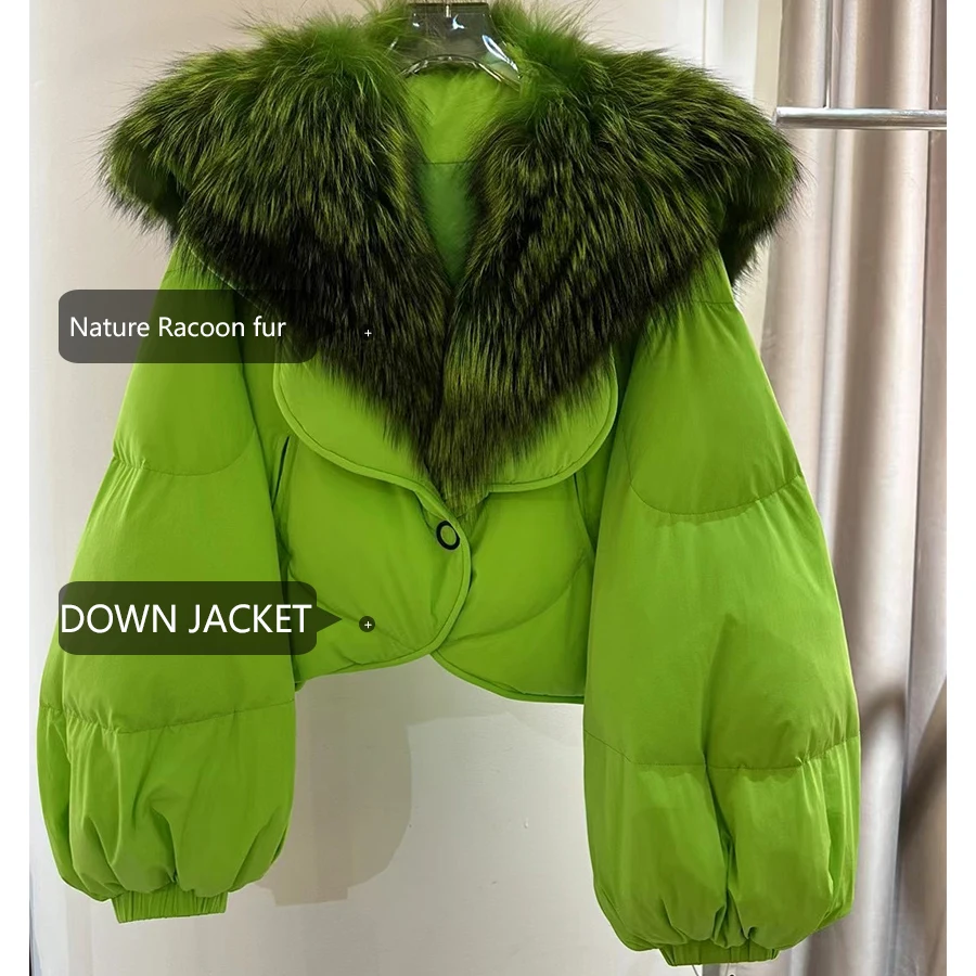 Down Jacket With Raccoon Fur Collar Winter Real Fur High Quality Warm Fashion Women Clothing