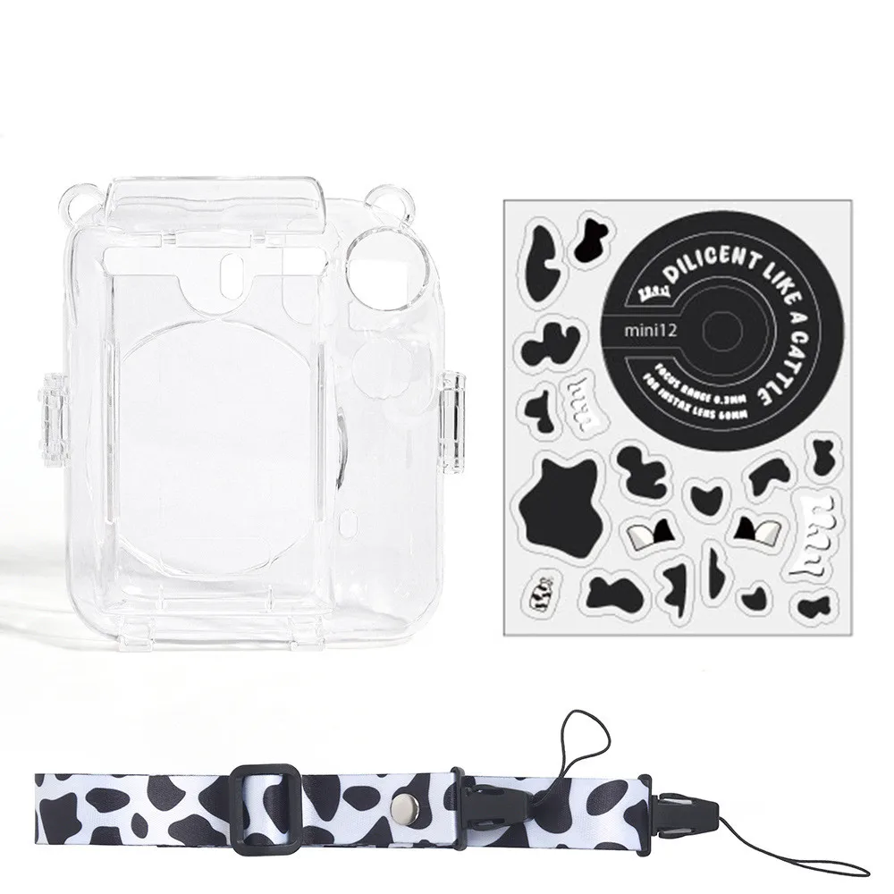 CAIYOULE Funda transparente para cámara Instax Mini 12, Fujifilm Mini 12  funda protectora para PC con pegatinas de cámara y mini marcos