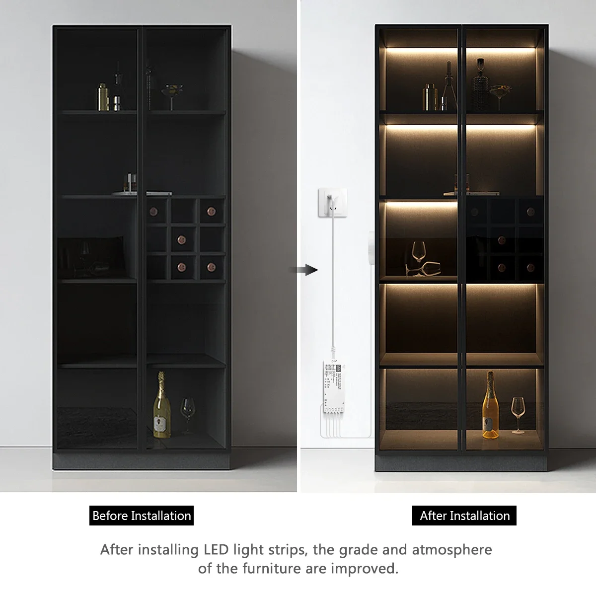 Dimmable LED Cabinet Light COB Strip Kitchen Shelf Pantry Showcase Bedroom Closet Backlight Lamp Hand Touch Motion Sensor Switch