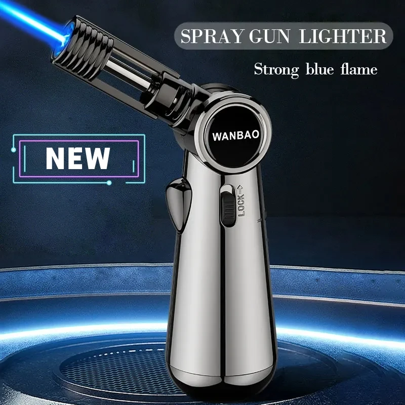 

2023 Hot Metal Windproof Turbine Gas Torch Lighter Outdoor Kitchen Barbecue Cigar High Fire Spray Gun Lighter Men's Gift