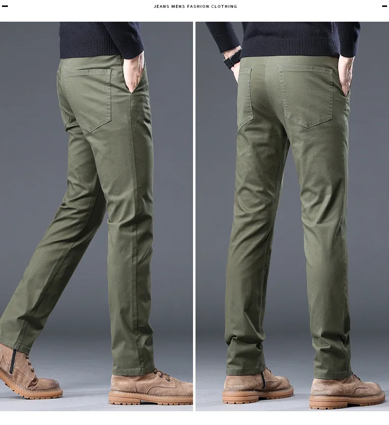 98% Baumwolle Herbst Neue männer Business Casual Hosen Keine-eisen Gerade Elastische Mode Hosen Klassische Männliche Baggy Hosen 4 farben – Detail 11