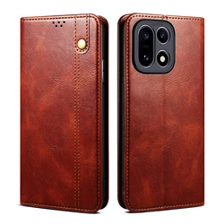 Luxury Leather Flip Wallet Case with Card Slot and Magnetic Stand - Premium Protective Phone Cover - OnePlus 15 (Brown)