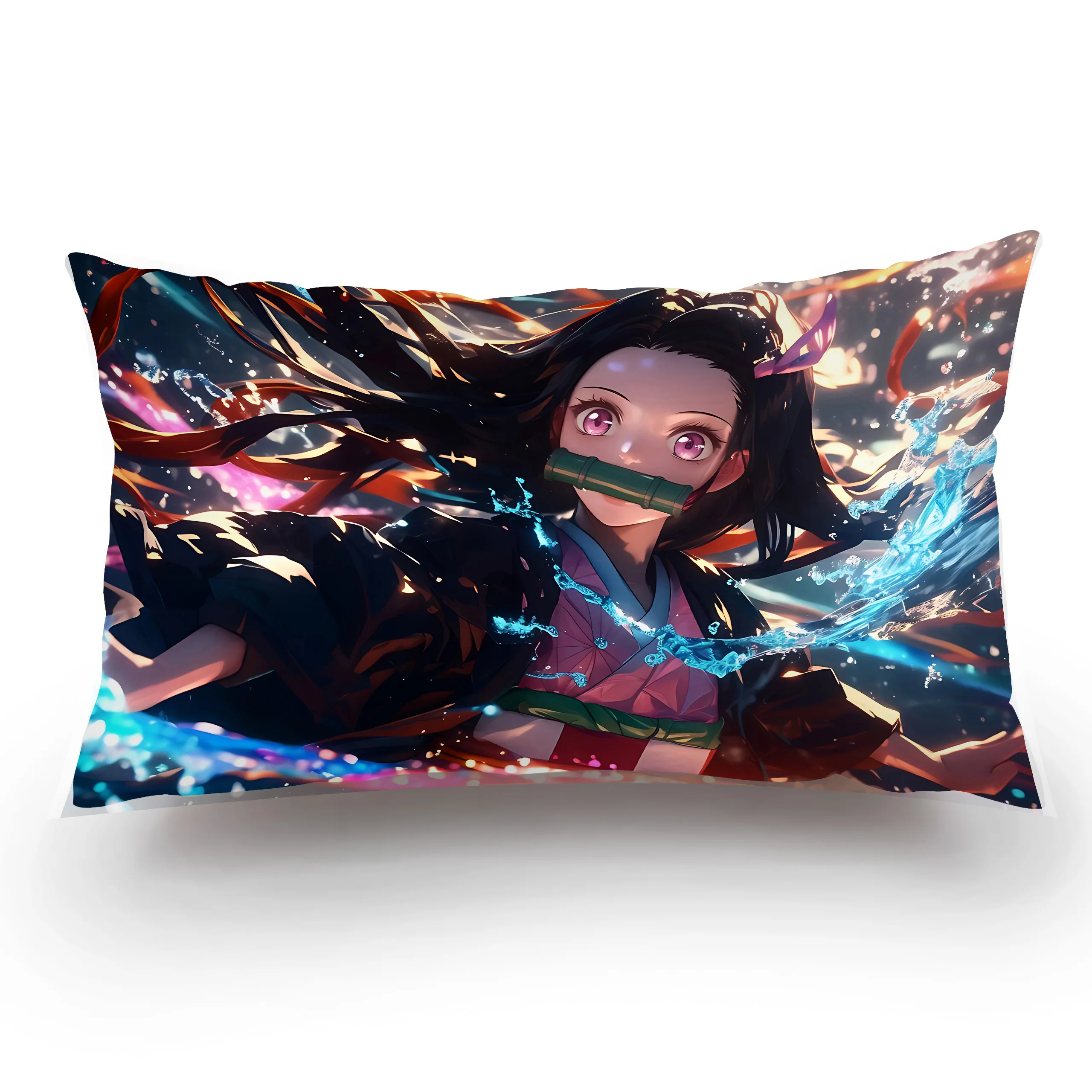 Hot Anime Comics Kimetsu Yaiba Pillow Covers Cartoon Sofa Decorative Home Double-sided Printing Short Plush Cute Cushion Cover 4