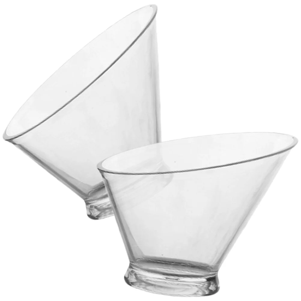 

2 Pcs Multifunction Portable Transparent Slanted Ice Cream Bowl Pasta Bowls Plastic Food