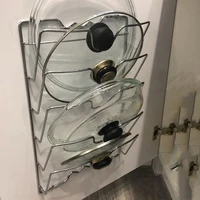 Kitchen Organizer Rack Wall Hanging Pot Cover Rack Five-Layer Pot Lid  Metal Rust-Free Multifunctional Rack Pot Lid Storage Rack 2