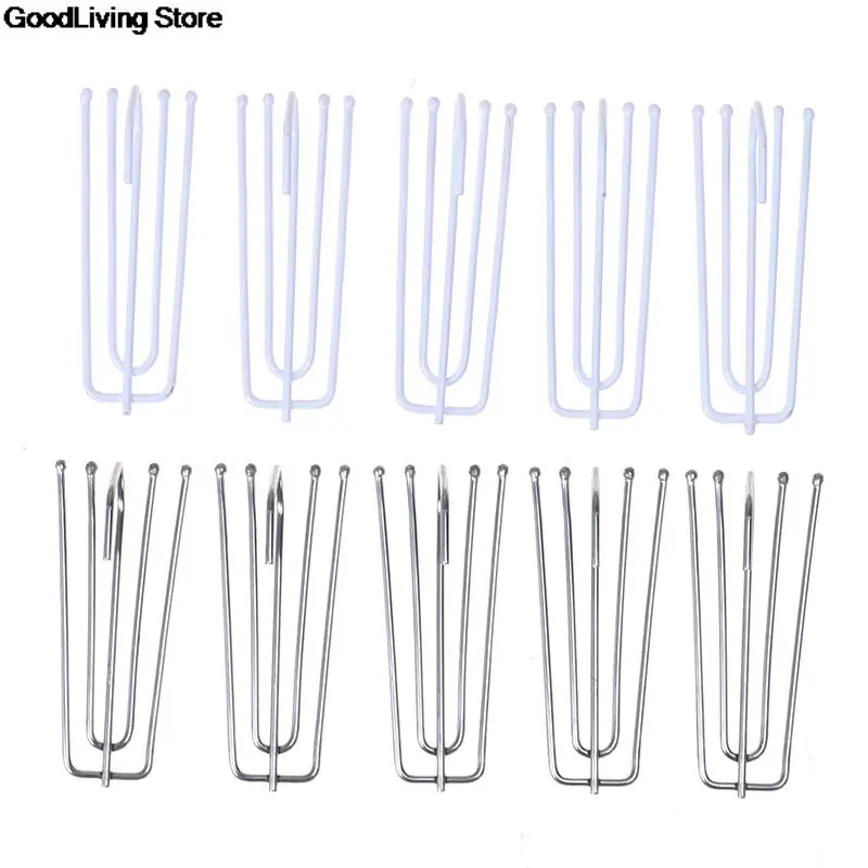 50Pcs Four Fork Metal Anti-rust Curtain Tape Hook Curtain Cloth Ring Clamp Top Rod Stainless Steel Accessories 7x2.5cm