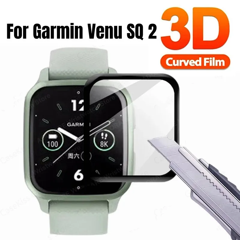 2PCS Screen Protector for Garmin Venu SQ 2 Tempered Soft Glass 3D Curved  Film For Garmin Venu SQ2 venu sq Watch Protection Film