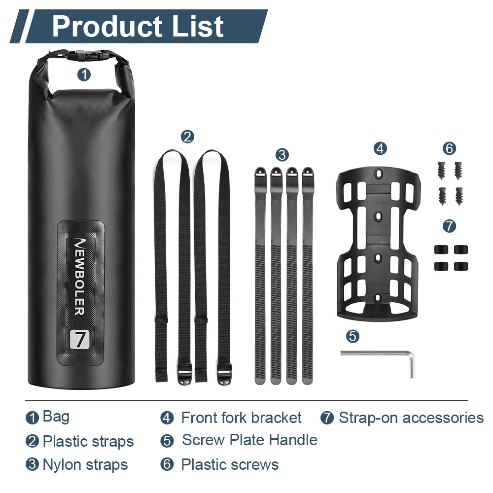 NEWBOLER Tragbare wasserdichte Fahrradgabeltasche 3L 7L Tragbare Fahrradtasche Elektroroller-Tasche Fahrrad-Fronttasche Fahrradgabeltasche – Detail 4