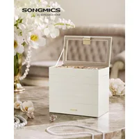 Stackable Jewelry Trays, 6-Tier Jewelry Box, Drawer Jewelry Organizer, with Glass Lid, Removable Dividers,6.7 x 11 x 10 Inches 2