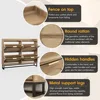 Rattan Shoe Storage Cabinet with 4 Flip Drawers, Freestanding Shoe Organizer with Metal Legs for Entryway, Rustic Oak Rattan 3