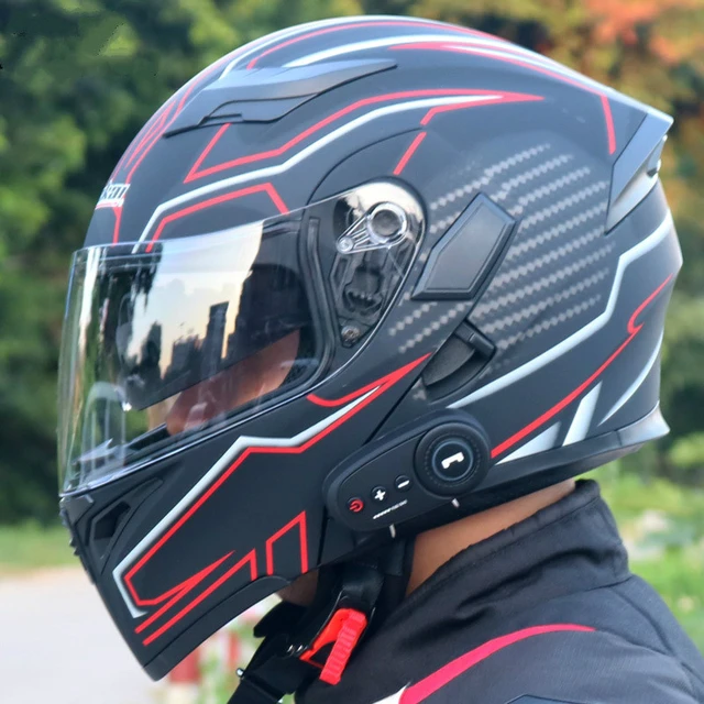 NEW Bluetooth Helmet Flip up Modular Visor Dual Lens Casco Moto Cool  Motorcycle Helmet Full Face Casco Black Motorbike Helmets - AliExpress