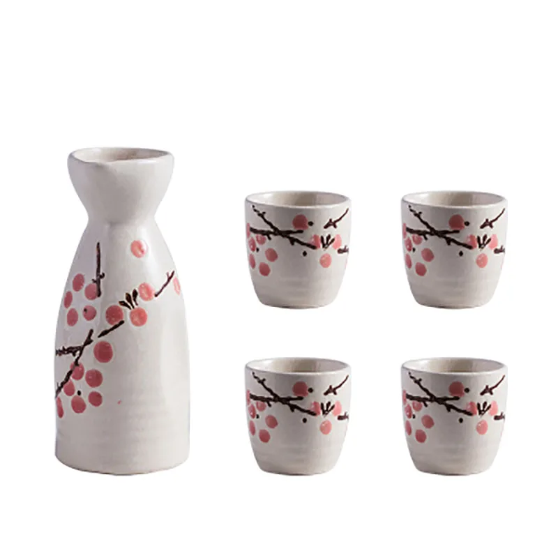 Japanese-Style Underglaze Snowflake Ceramic Sake Set, Wine Pot, Wine Warmer, Red Wine, Liquor Dispenser
