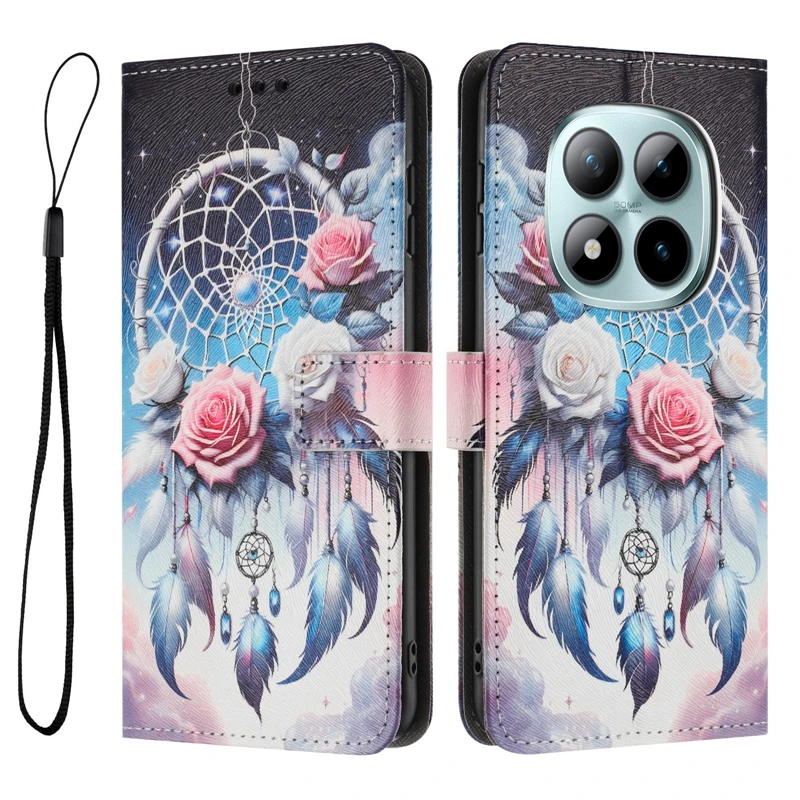Elegant Wallet Flip Phone Case with Painted Design - Premium Protection and Style