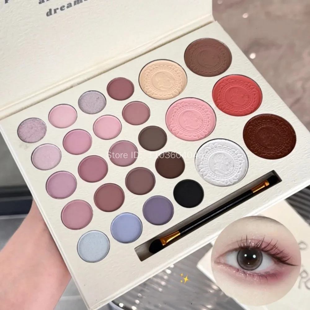 26 Colors Pearl Shimmer Eyeshadow Palette Long Lasting Matte Sequin Glitter Rose Blush Purple Eye Shadows Korean Women Cosmetics