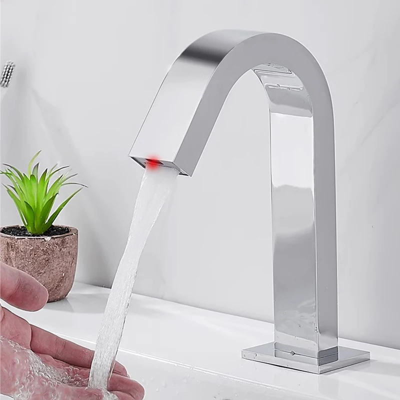 Smart Sensor Bathroom Faucet Basin Sink Faucet for Washing Washbasin DC/AC Control Waterfall Basin Hot Cold Water